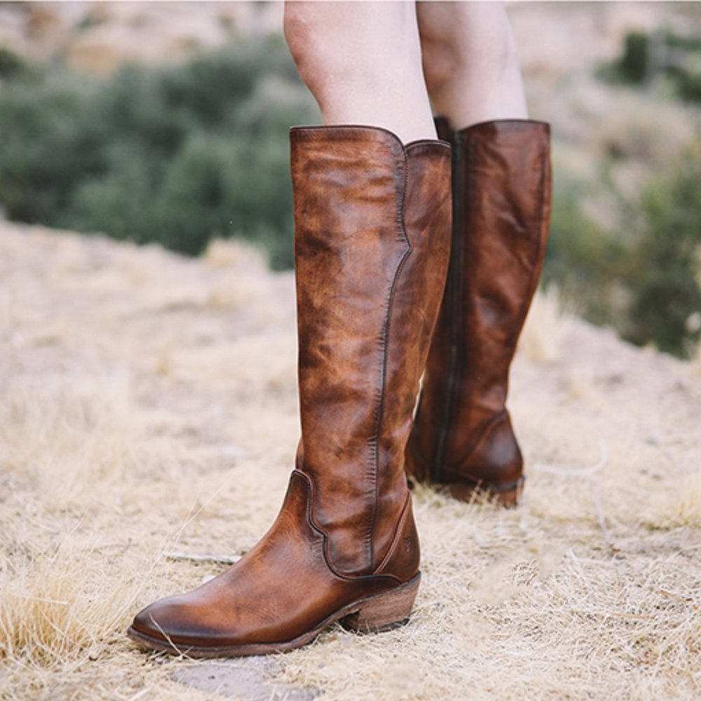 Frye Carson Piping Cognac Leather Tall Casual Boot - Picture 5 of 15